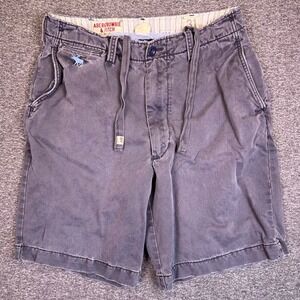 Abercrombie Fitch Shorts Mens 31 Gray Adj. Waist Chino‎ Outdoors Y2K Fits33x10